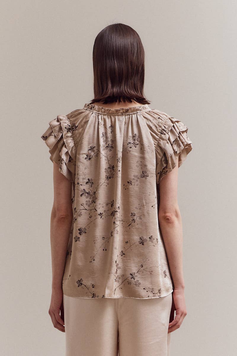 Grade & Gather – Blusa - Mulher por atacado – 40417BS - TOP COM FOLHOS ESTAMPADO5