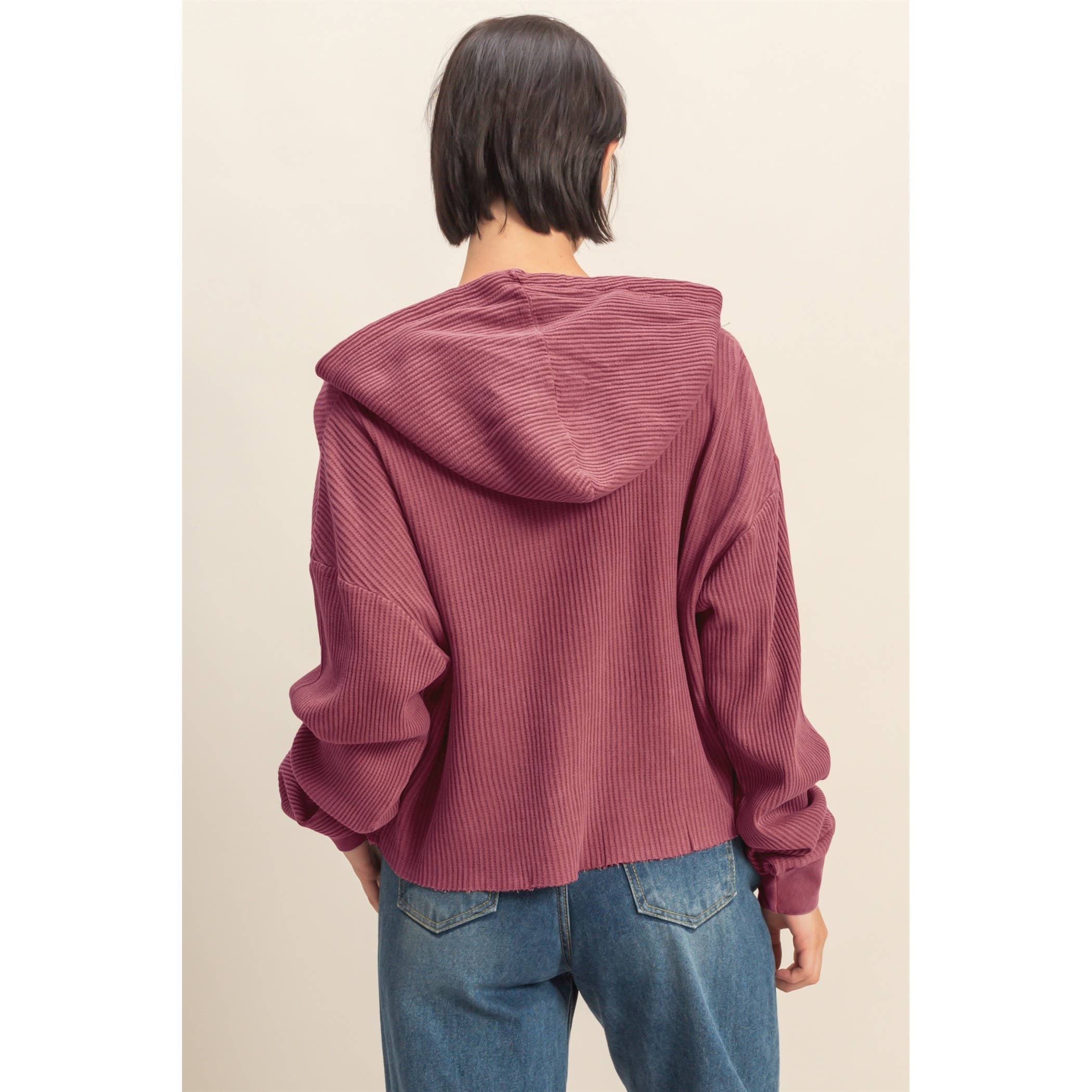 HYFVE – Hoodie – Mulher por atacado – Hoodie de Malha Waffle Cropped com Lavagem Mineral33