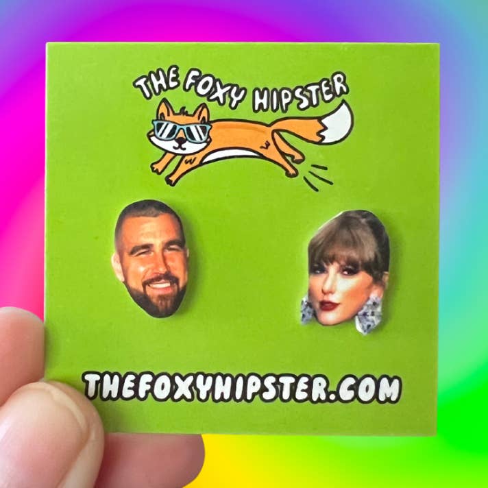 Taylor Swift and Travis Kelce Inspired Stud Earrings for wholesale by The Foxy Hipster