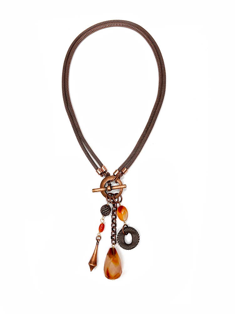 Erica Zap Designs - Wholesale Pendant/Charm Necklace - Convertible 2 Way Mesh Necklace with Stone and Mesh Drops6