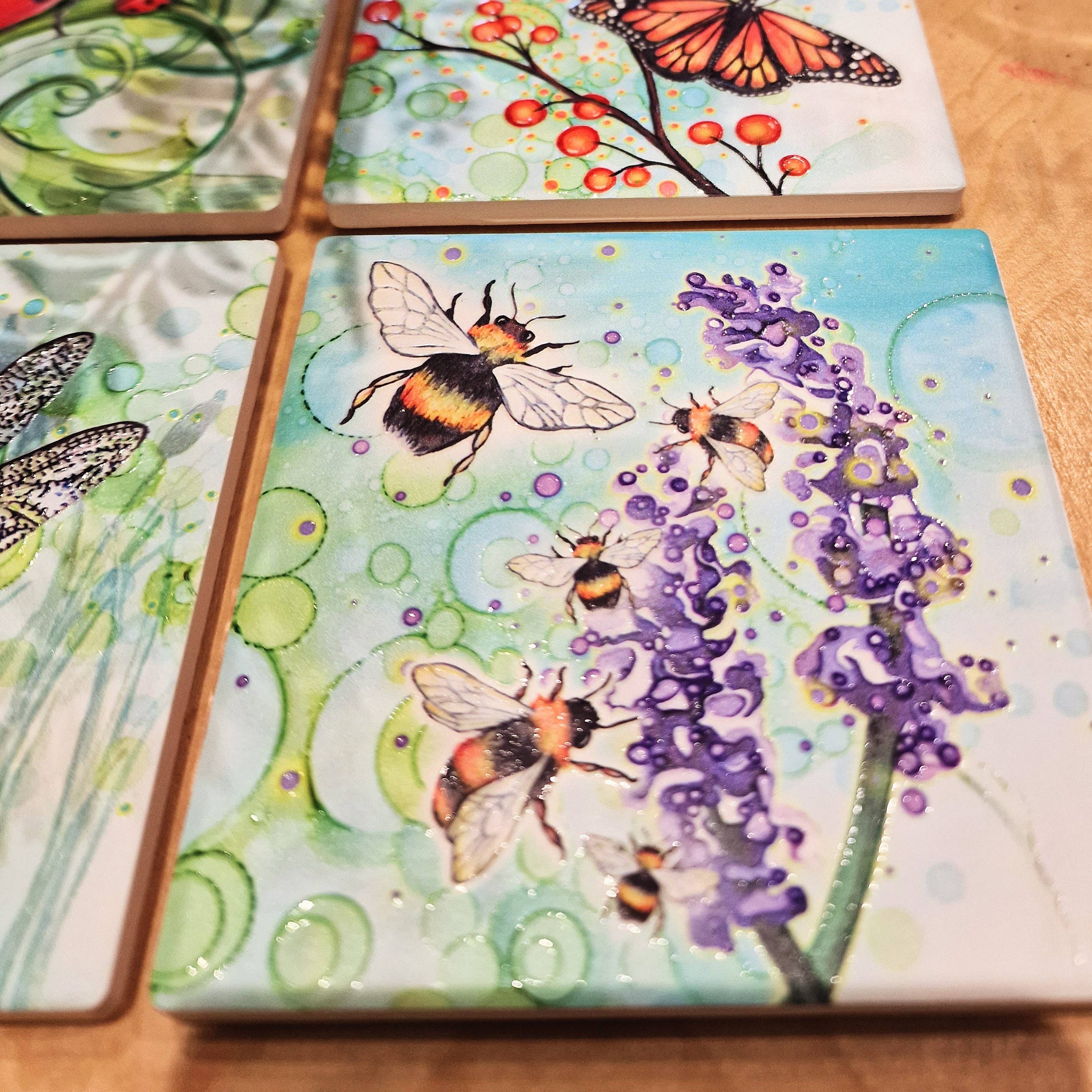 By Jo Crafts – Base de copos por atacado – 06-C  Porta-copos Abelha1