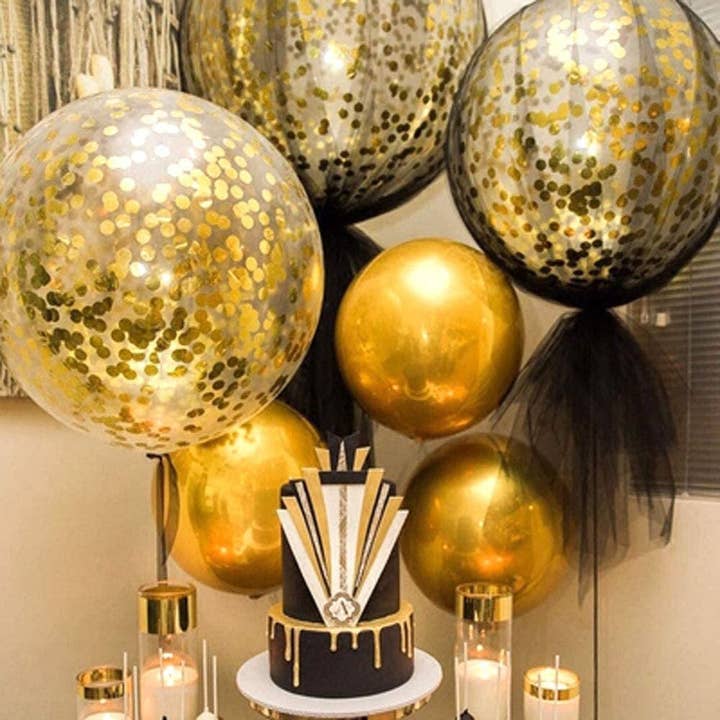 Ellie's Party Supply - Wholesale Balloon - Giant Metallic Gold Confetti Balloons (36")1