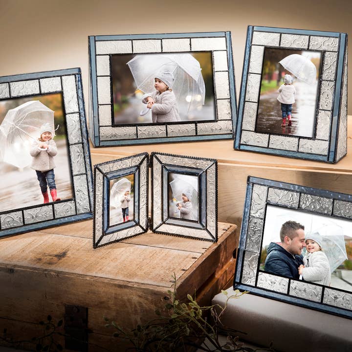 J Devlin Glass Art & Bert Anderson Collection - Wholesale Picture Frame - Vintage Glass Picture Frame - Pale Blue 5x7 4x6 By J Devlin