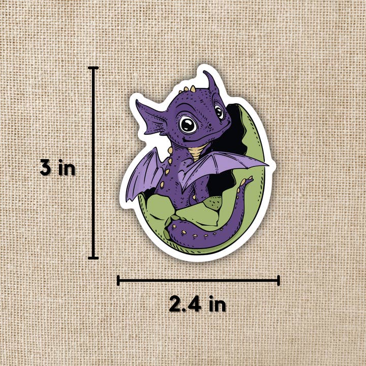 Wildly Enough - Wholesale Sticker - Purple Hatching Baby Dragon Sticker