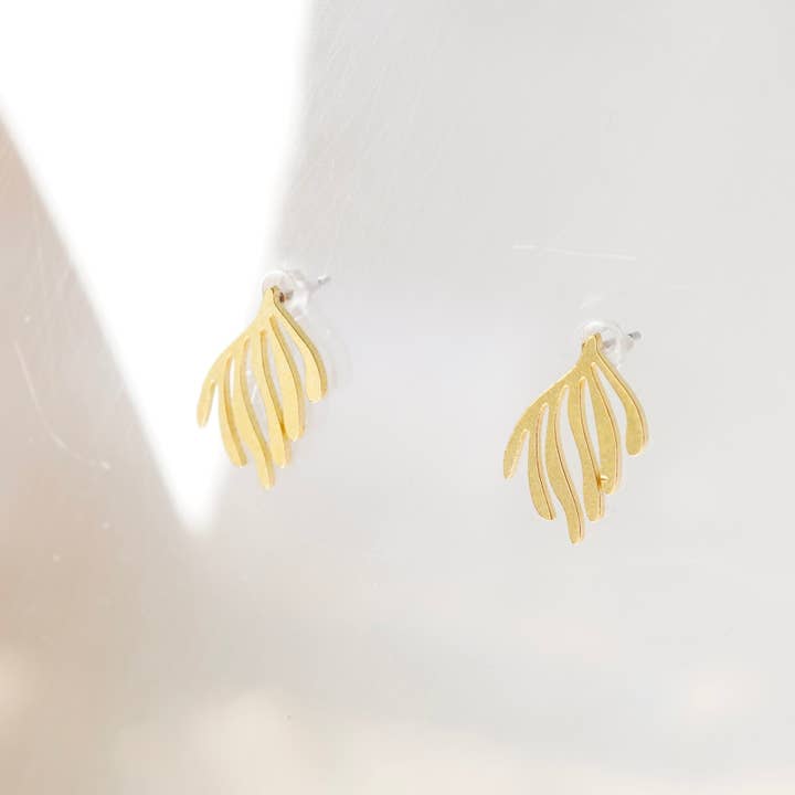 Copper Bee - Wholesale Stud/Post Earrings - Botanical Collection | Fern Studs3