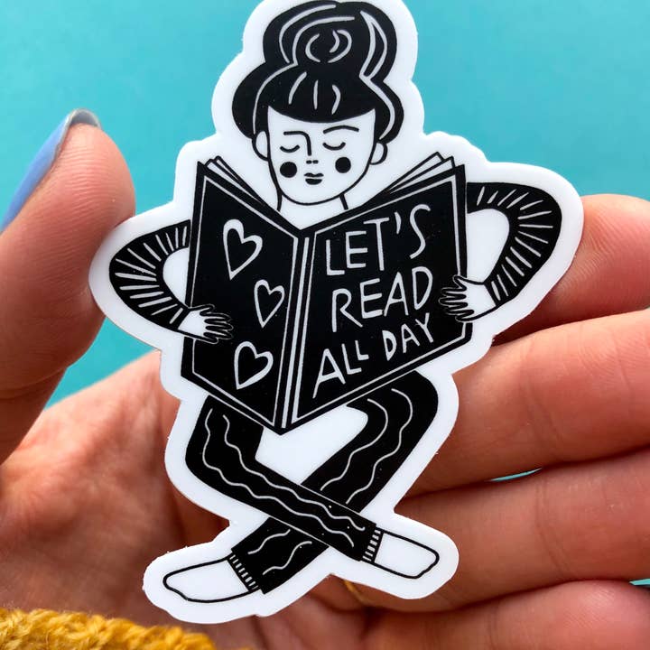 Let’s Read All Day Vinyl Sticker for wholesale by Rare Press