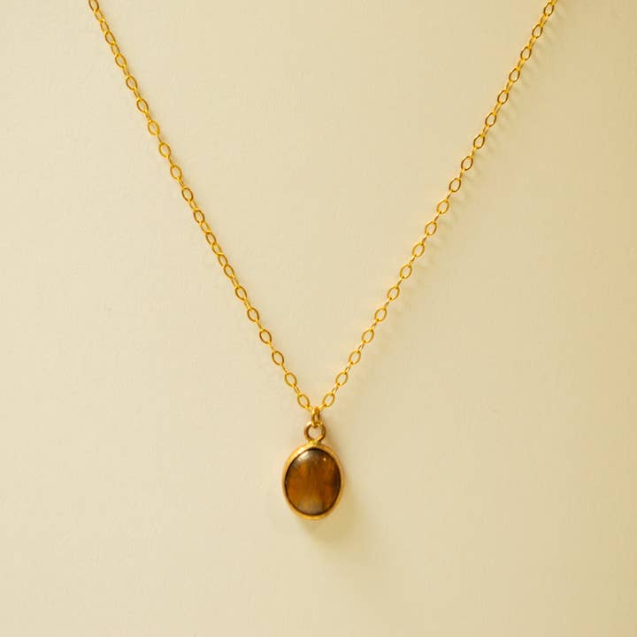 Tiger's Eye Bezel Necklace for wholesale by Syd Squared Jewelry
