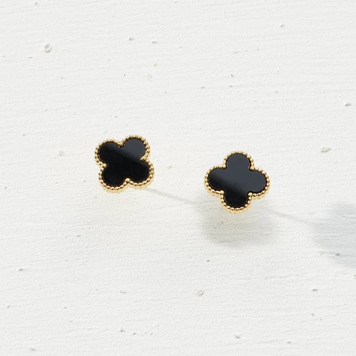 Frem - Vente Clous d'oreille - Boucles d'oreilles à tige en forme de trèfle en acier inoxydable2