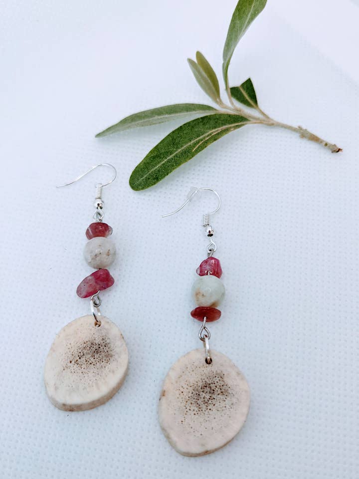 Elk Antler Drop Earrings for wholesale by Natural A(ntler) F(eather) Jewelry