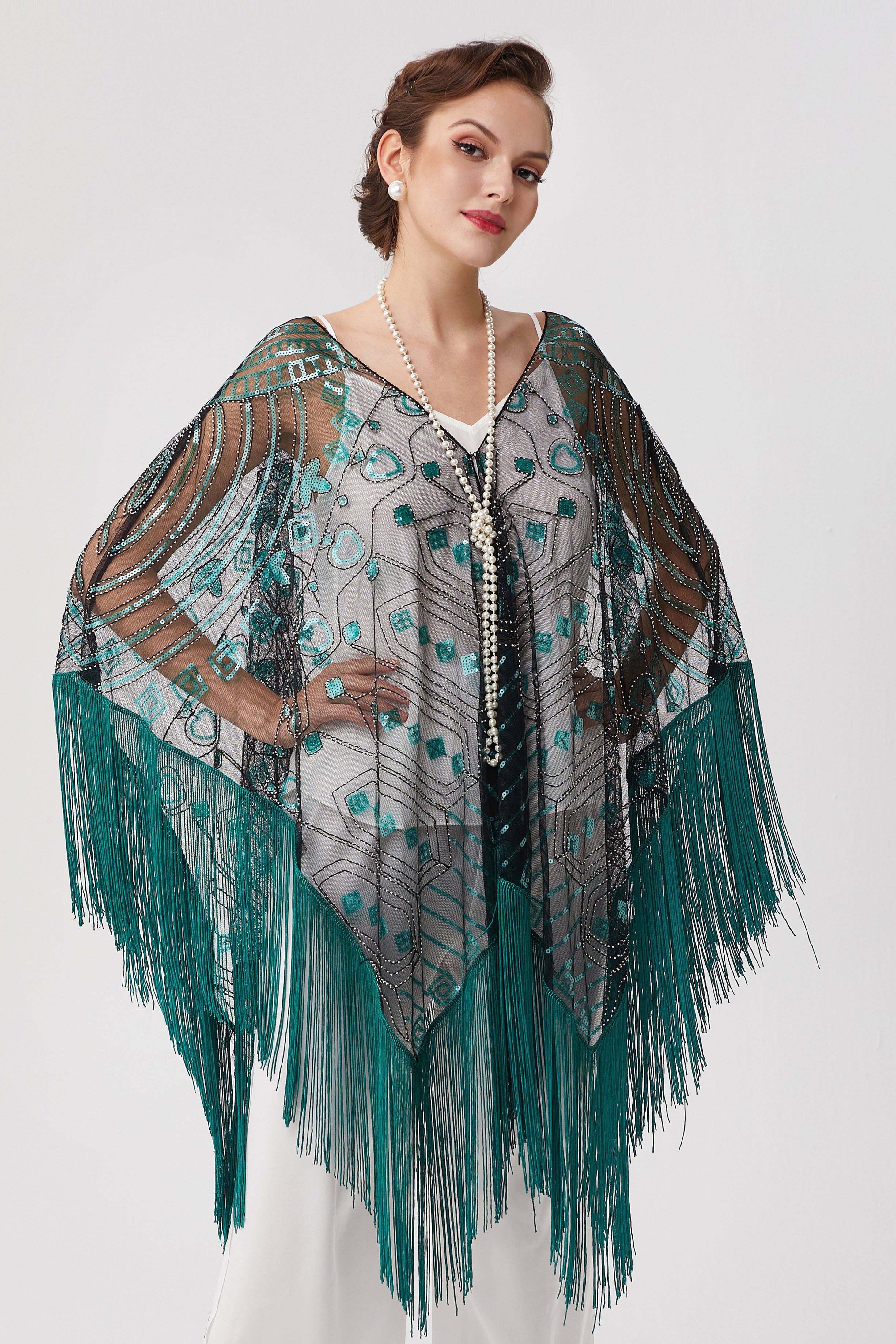BABEYOND – wholesale Wrap – Women's – 1920s Knee Length Fringed Shawl19