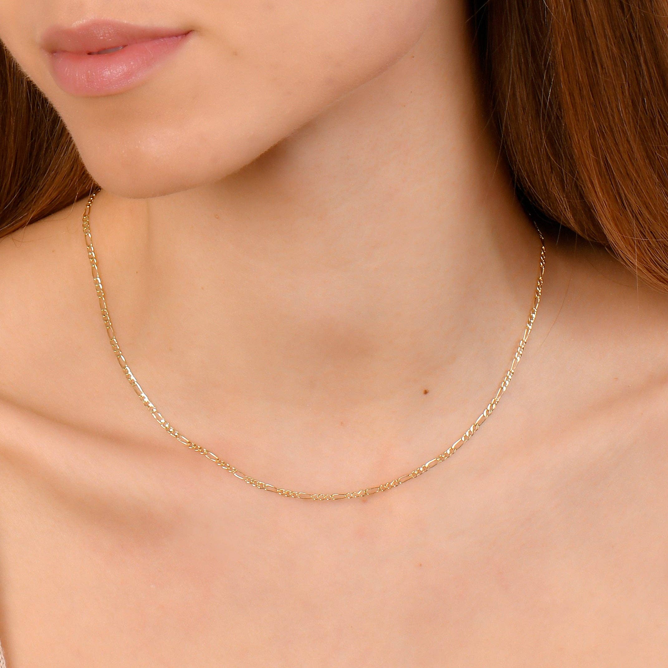 14K Gold Figaro Chain Necklaces for wholesale on Faire3