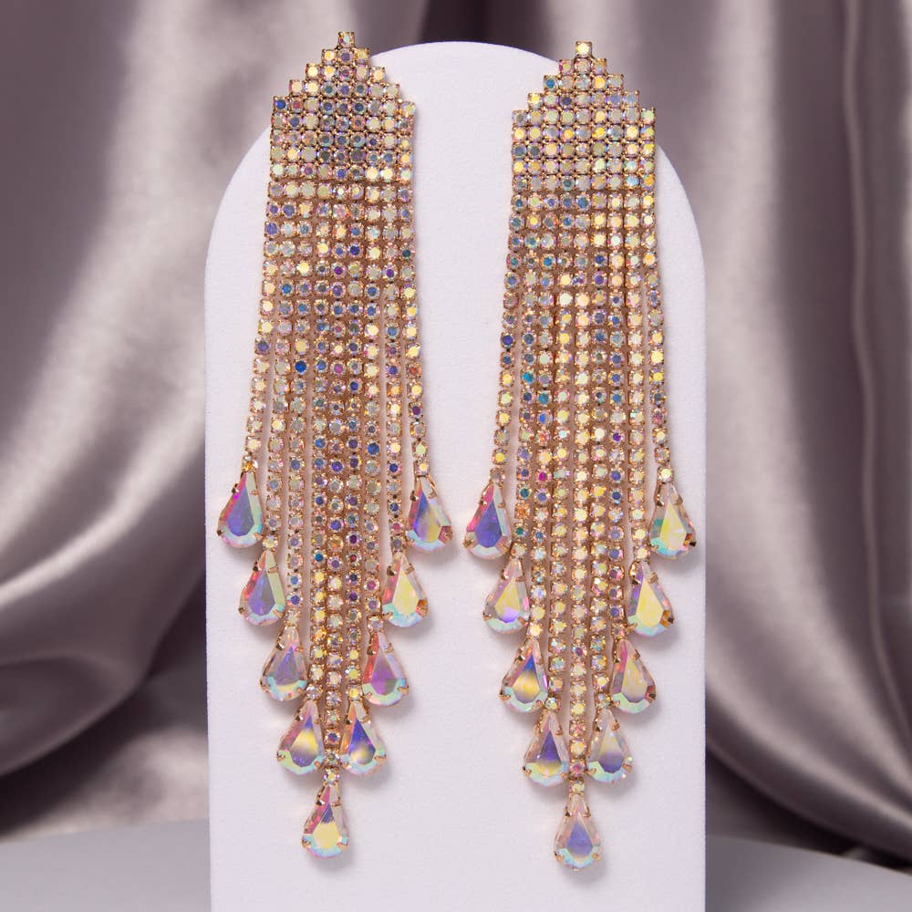 SP Sophia Collection - Wholesale Tassel Earrings - Crystal Rhinestone Waterfall Tassel Long Drop Earrings1
