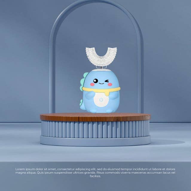 Modpopdeco – wholesale Toothbrush – Kids & Baby – Kids U-Shaped Electric Toothbrush with 5 Modes 1 Brush Head 59s Timer Cute Dinosaur Design for Children1