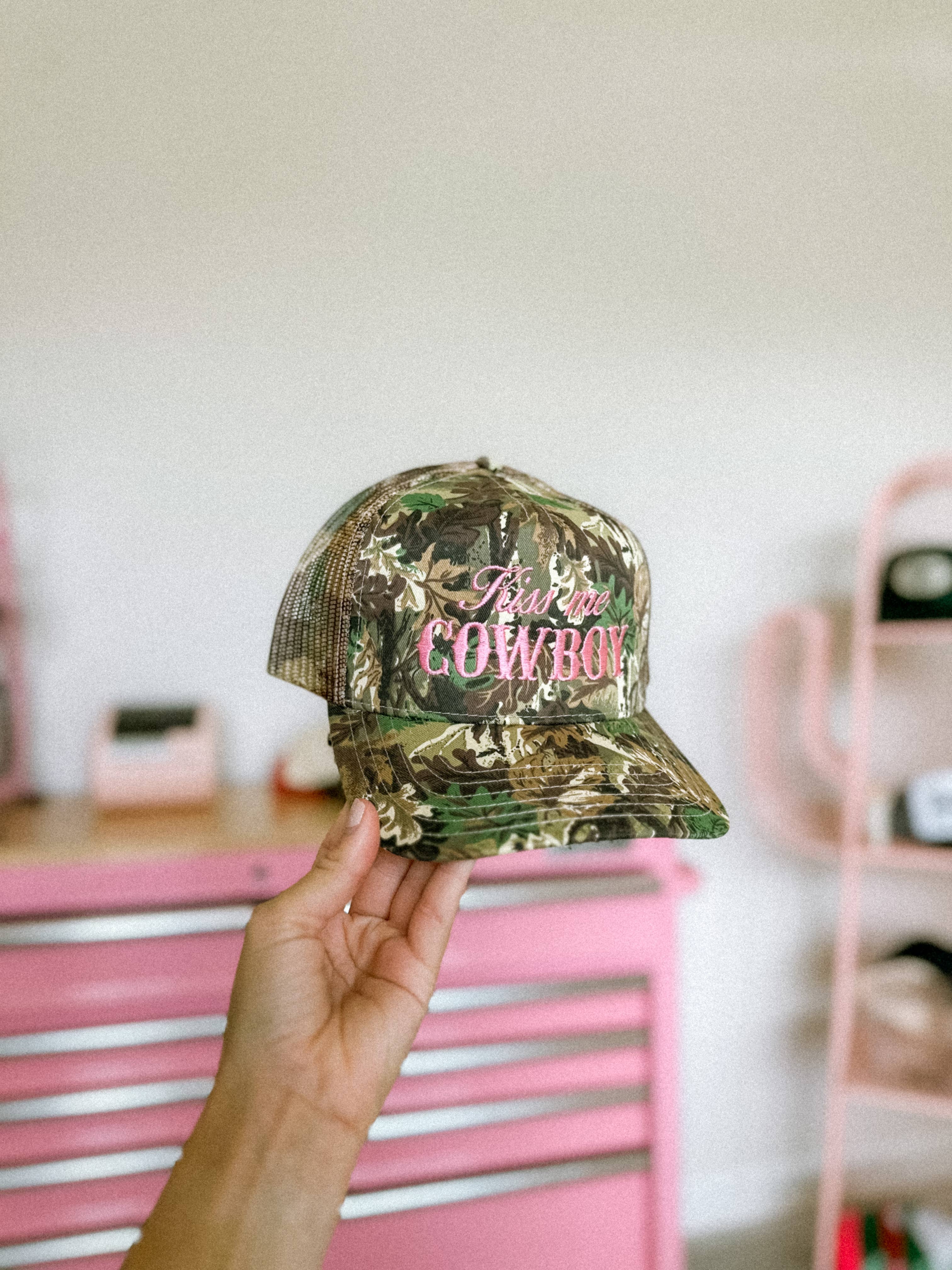 DigitalxCowgirl - Wholesale Trucker Hat - Unisex - Kiss Me Cowboy Embroidered Trucker Hat4