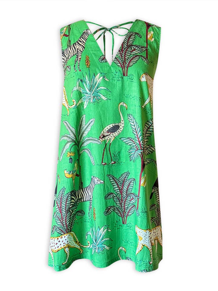 V-neck Tunic Dress | Zoo Vivid Green for wholesale by PICK HAPPY