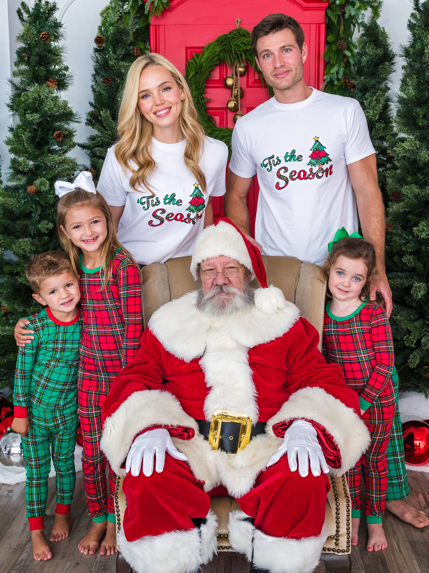 Vermelho Conjunto de Pijama de Manga Comprida com Folho em Viscose de Bambu SoftSnooze™ para Meninas em Xadrez Vermelho Nicholas para venda a revendedores na Faire5