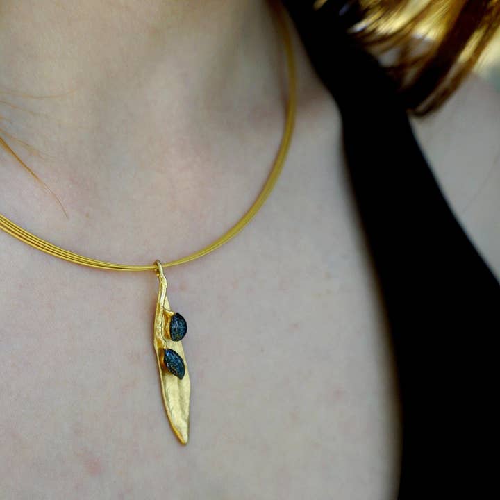 Nature-Inspired Olive Leaf Necklace in Gold & Silver for wholesale by Mother Nature Jewelry