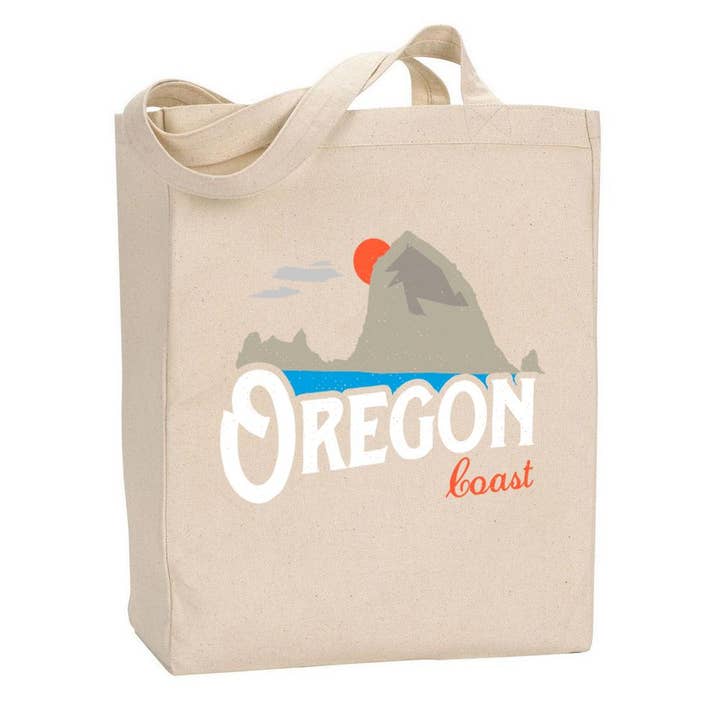 Oregon Coast Vintage Haystack Rock | Market Tote Bag for wholesale by Little Bay Root