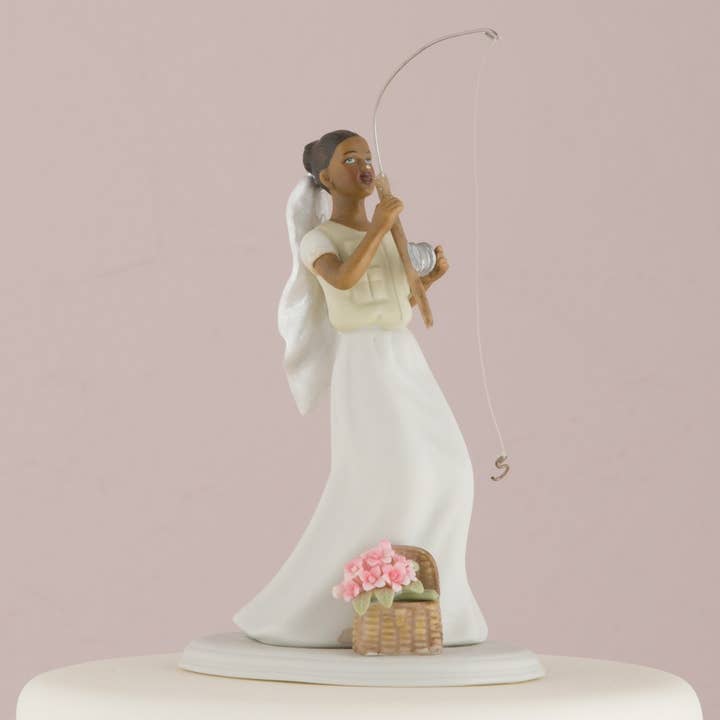 Weddingstar Inc. - Wholesale Cake/Cupcake Topper - Catch of the Day Bride and Groom Cake Topper -Fishing Bride4