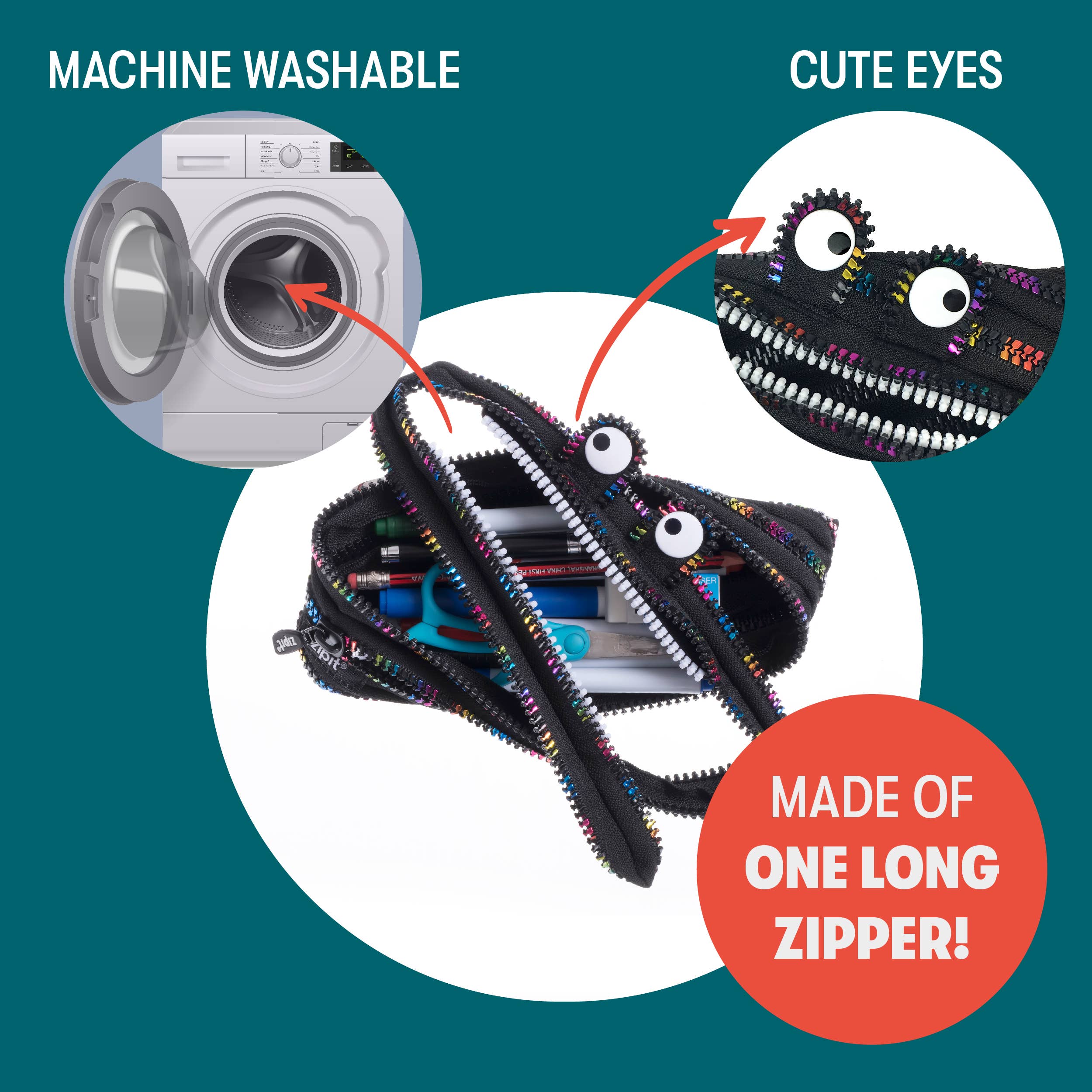 ZIPIT - Wholesale Pencil Case/Pouch - ZIPIT Monster Pencil Case, Black Gift Pouch for Kids6