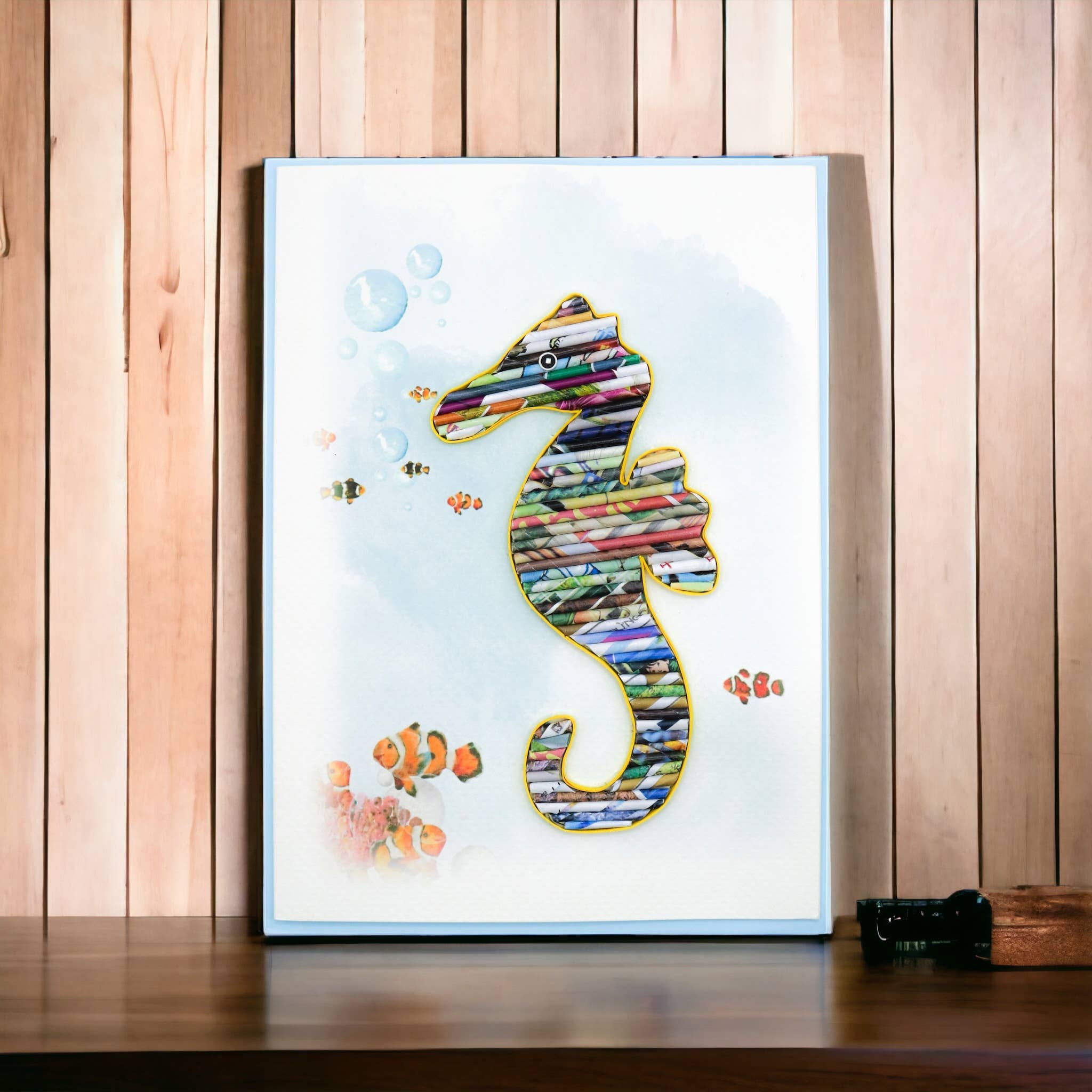 Loving Nature – wholesale Everyday greeting card – Rolled Paper Seahorse Card Handmade from Recycled Magazine6