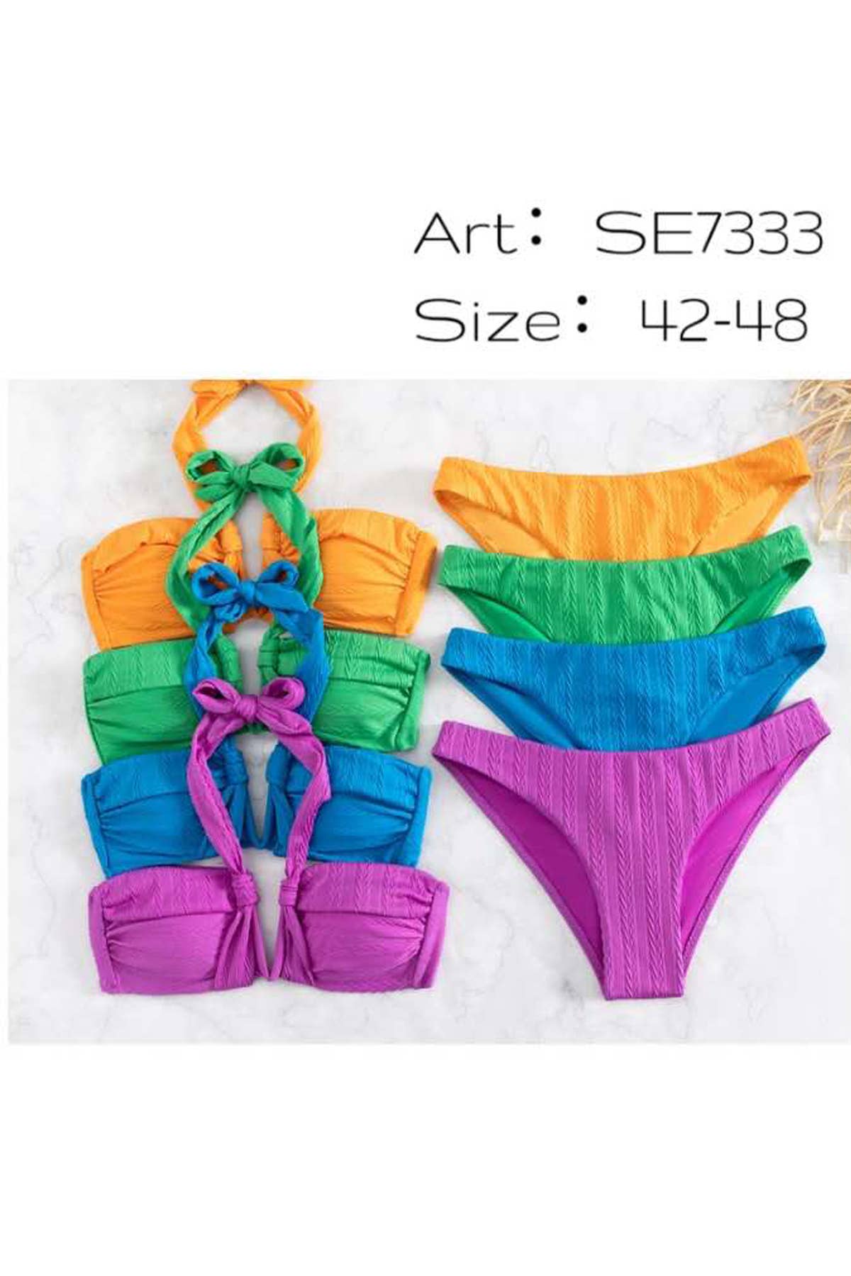 Assorted Bandeau Bikini Swimsuit 2-Piece Solid / SE7333 for wholesale on Faire1