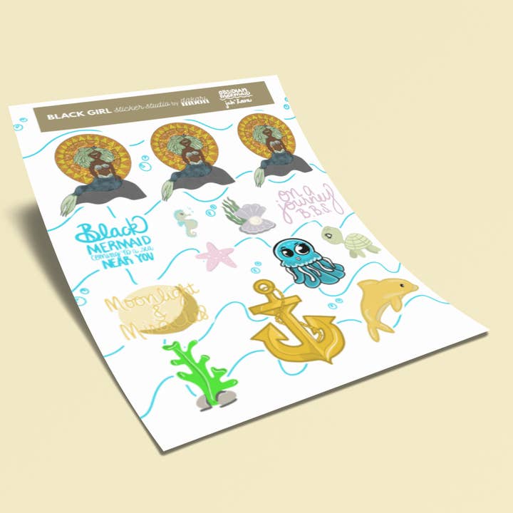 Obsidian Mermaid Jah’Zara – 4x6 Vinyl Sticker Sheet for wholesale by dakari Moon