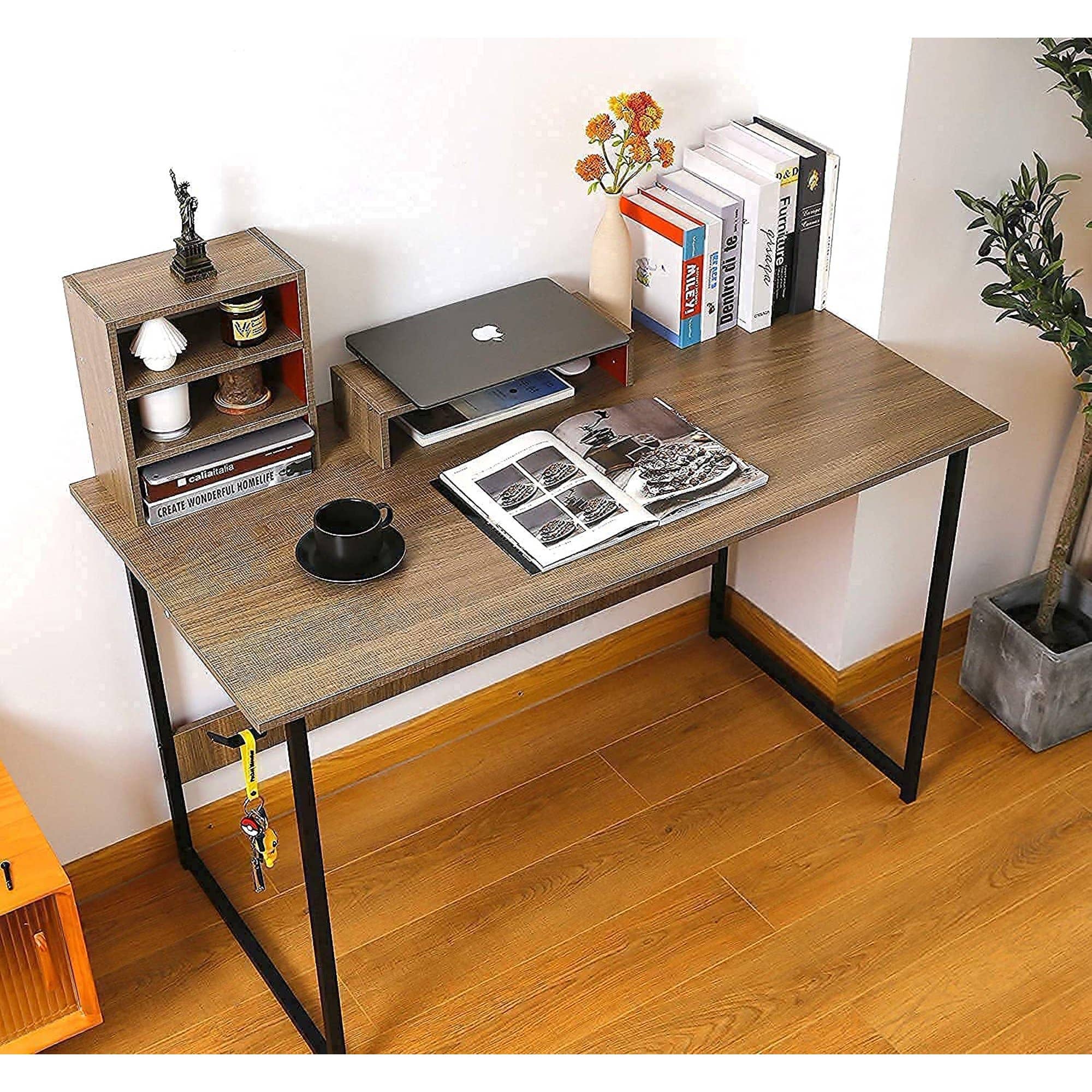 Above Edge – wholesale Skrivbordshöjare – 47-tums skrivbord med 2 skärmställ och bärbar dator-ställ i 3 våningar4