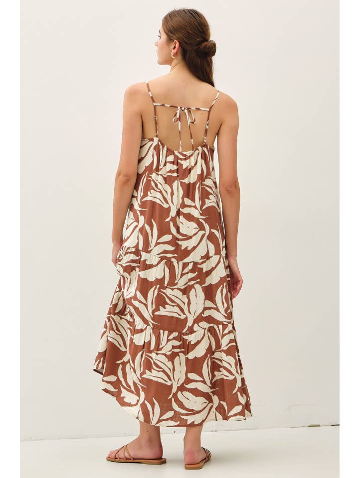 Be Cool - Wholesale Dress - Women's - TROPICAL PRINTED MIDI DRESS W/ TIERED SKIRT