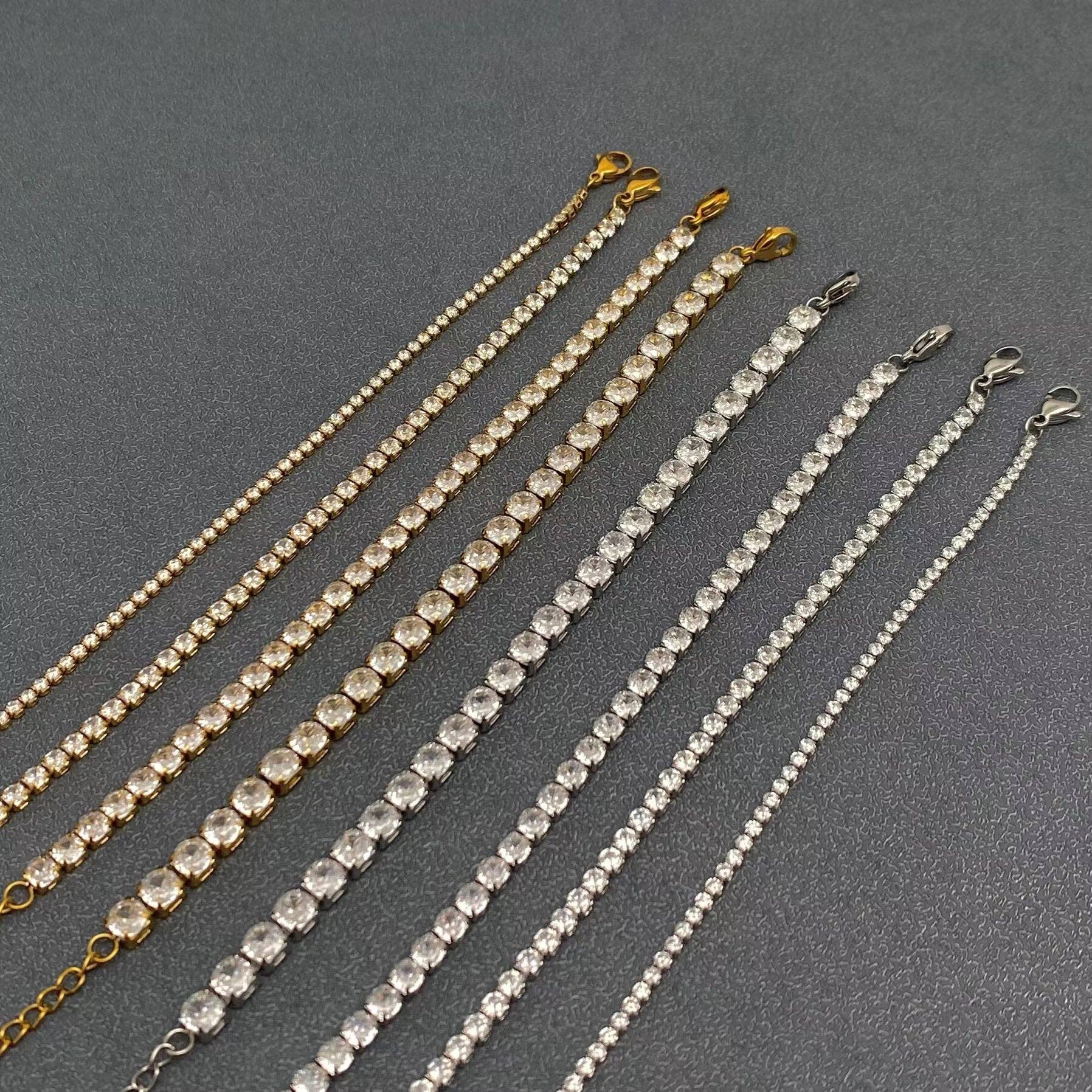 Mio Queena - Wholesale Tennis Bracelet - Sparkling Inlay CZ 18K Golden S.Steel Chain Bracelet - FGS9