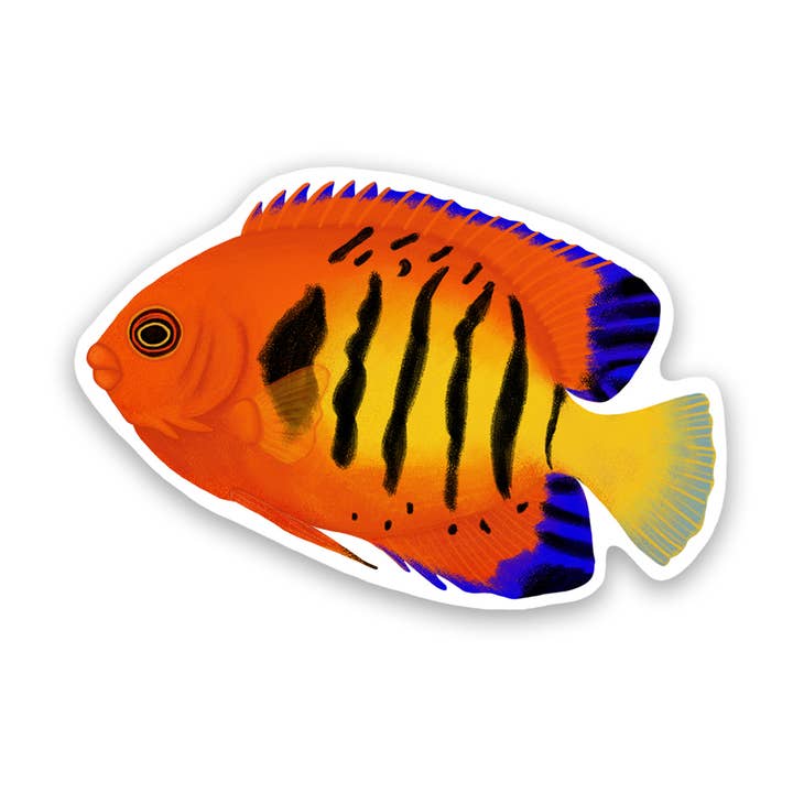 Flame Angelfish Vinyl Sticker Decal for wholesale by Proper Wolf