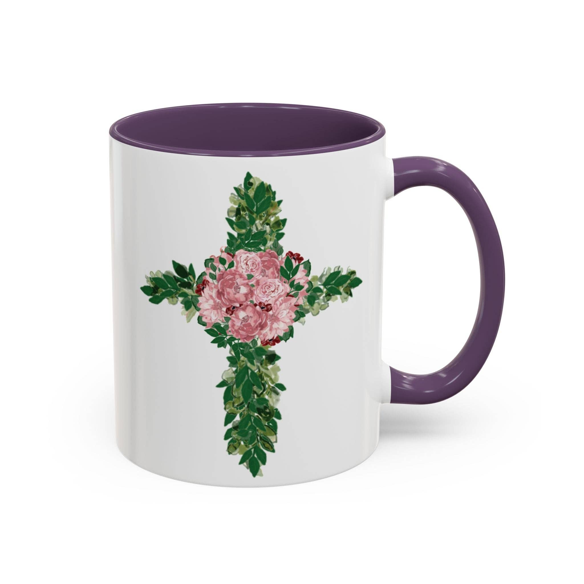 Blue Cava - Wholesale Coffee Mug - Floral Cross Two Tone  Coffee Mugs, 11 oz. 11