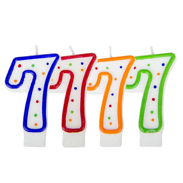 Birthday Candle Number 7 - White with Colourful Dots for wholesale by Folat BV