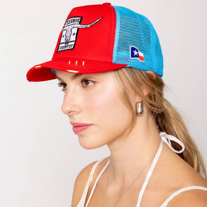 Sensibling Corp. - Wholesale Trucker Hat - Women's - TEXANOS COUNTRY Texas Steer Head Embroidered Trucker Hat4