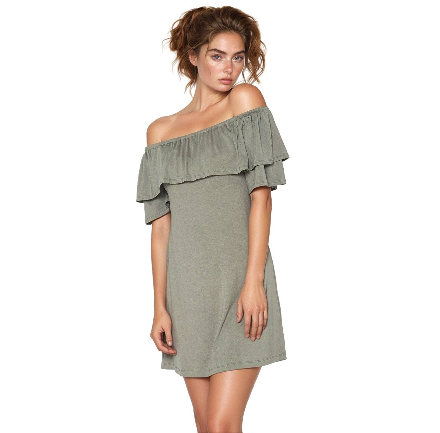 Robin K - Wholesale Dress - Women's - Women's Basic Off Shoulder Midi Dress7