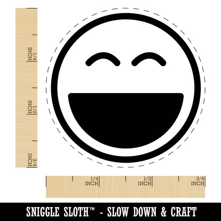 Laughing Happy Face Big Smile Mouth Emoticon Self-Inking Rubber Stamp for Stamping Crafting Planners for wholesale by Sniggle Sloth