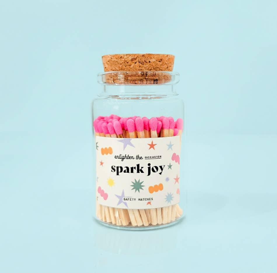 Enlighten the Occasion – wholesale Matches – Spark Joy Mini Corked Jar with Hot Pink Matchsticks0