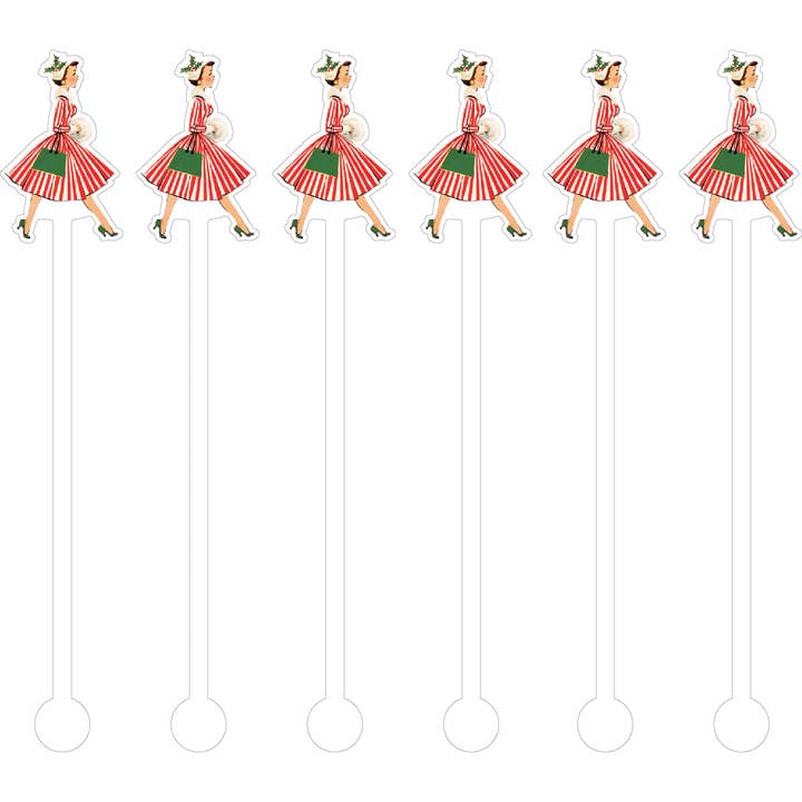 Stick Cocktail Christmas Woman - Conj. de 6 por atacado de Barrel Down South