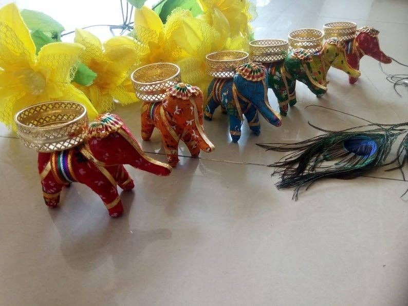 El'Cobre-Ecozonelifestyle - Venta al por mayor Candelabros - Set de 2 portavelas artesanales en forma de elefante para vela tealight9