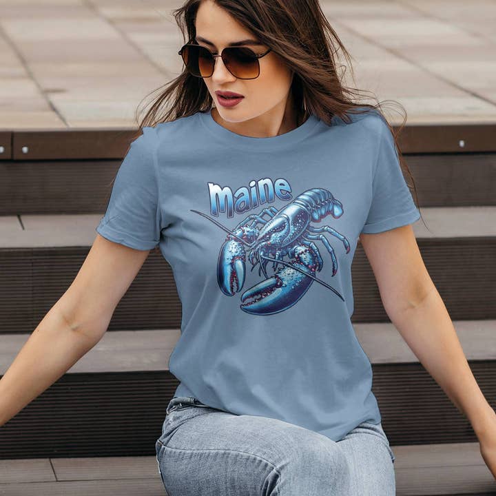 Maine Blue Lobster T-Shirt Adult Unisex S-2X 100% Cotton for wholesale by RetroPlanet