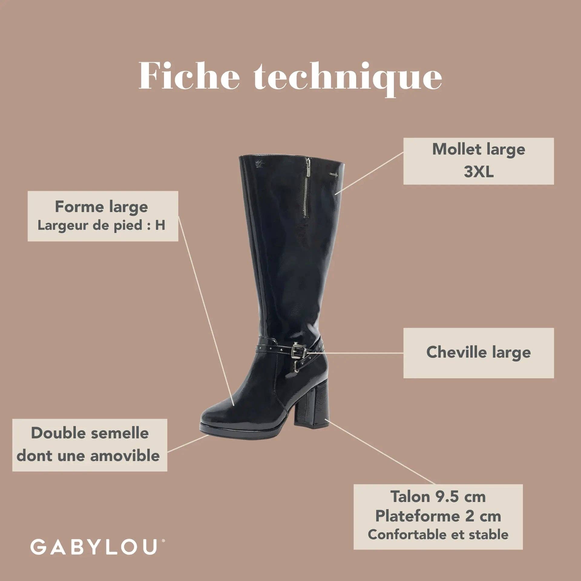 Gabylou - Wholesale Boots - Women's - Wide Calf Boots 3XL - Manon Model35