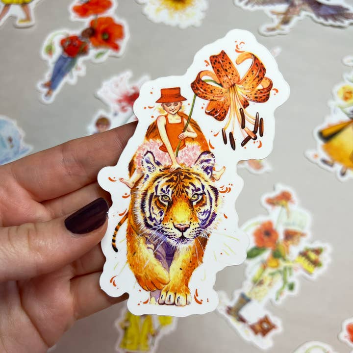 Botanical Children: Tigerlily Sticker for wholesale by Liz Burdick Arts