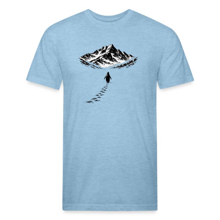 Penguin and the Mountains - Premium Graphic Tee for wholesale by Timpanogos Hiking Co.