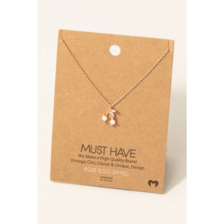 Fame Accessories - Wholesale Halskettinghanger - Halsketting met hanger in goud gedompelde opaal en Cz Cherry