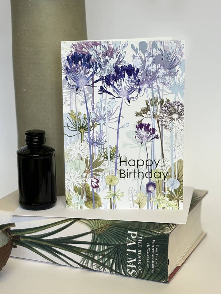 Happy Birthday, Agapanthus Card for wholesale by Amanda Ross
