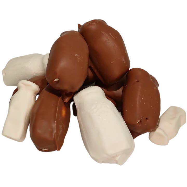 Poppy's Chocolate - Wholesale Chocolate-covered sweets - Frochies Milk Bottles chocolate coated freeze dried lollies