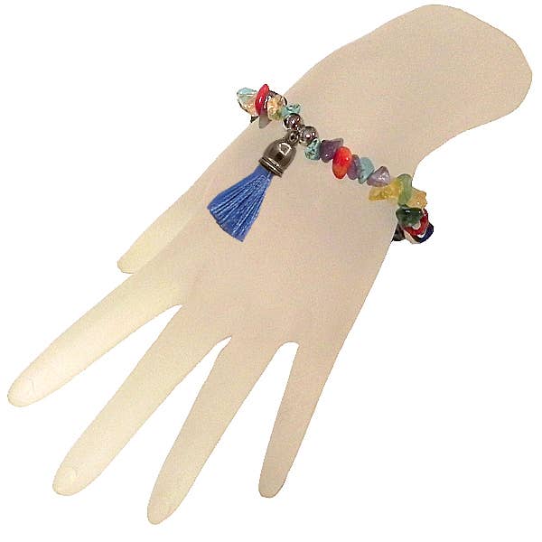 Pichincha - Wholesale Beaded Bracelet - Tassel Dangle Chunky Chip Stone Bracelet5
