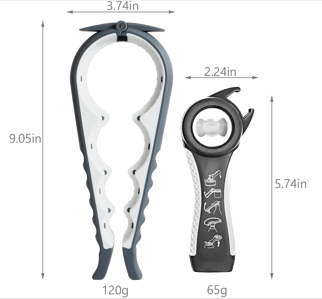 Dura Living LLC - Wholesale Kitchen Tool/Gadget - UNIVERSAL BOTTLE AND JAR OPENER SET- GREY1