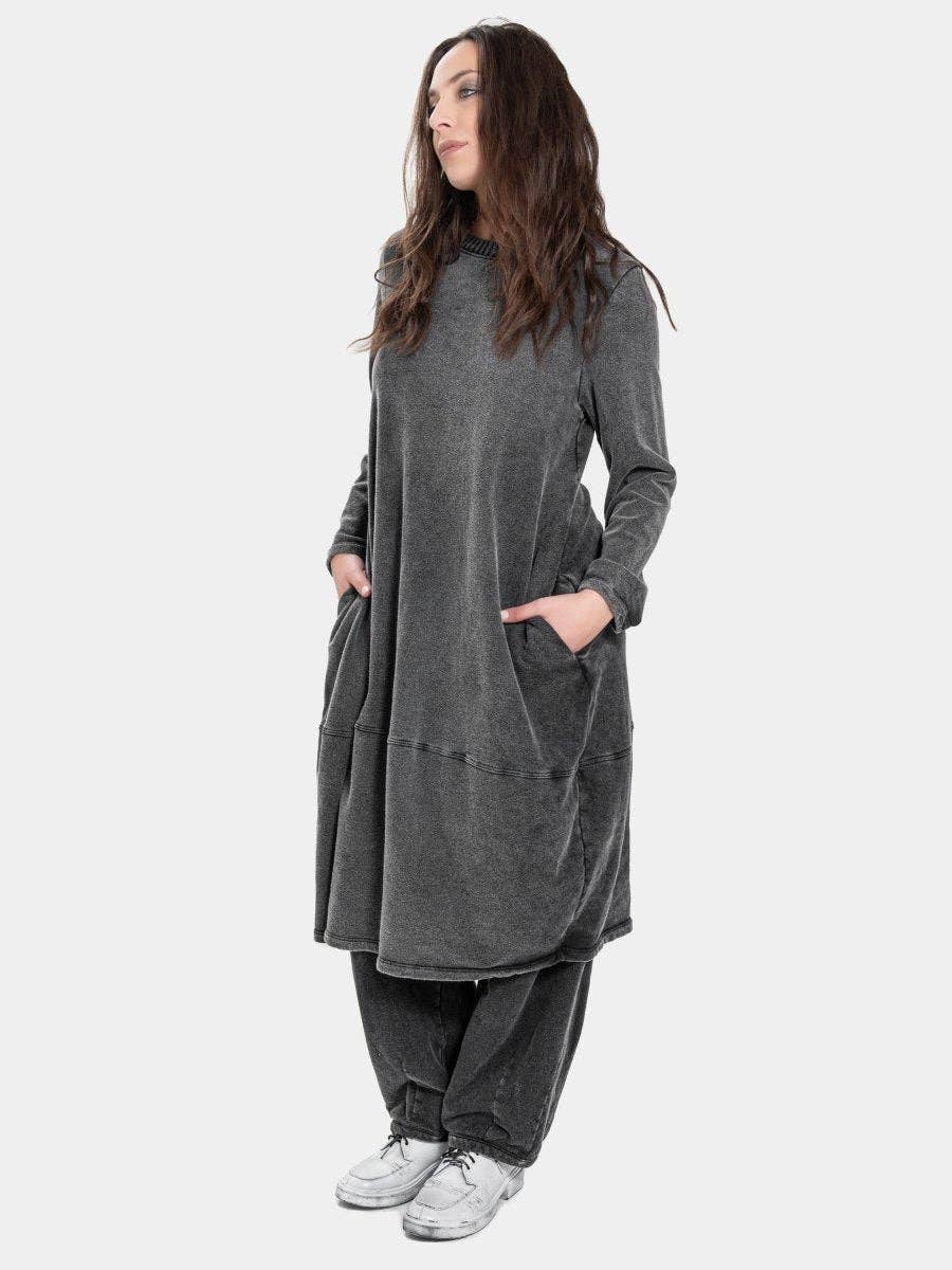 Baci & Amici Fashion - US Continental - Wholesale Dress - Women's - Knit Collar Midi Sweatshirt Dress21