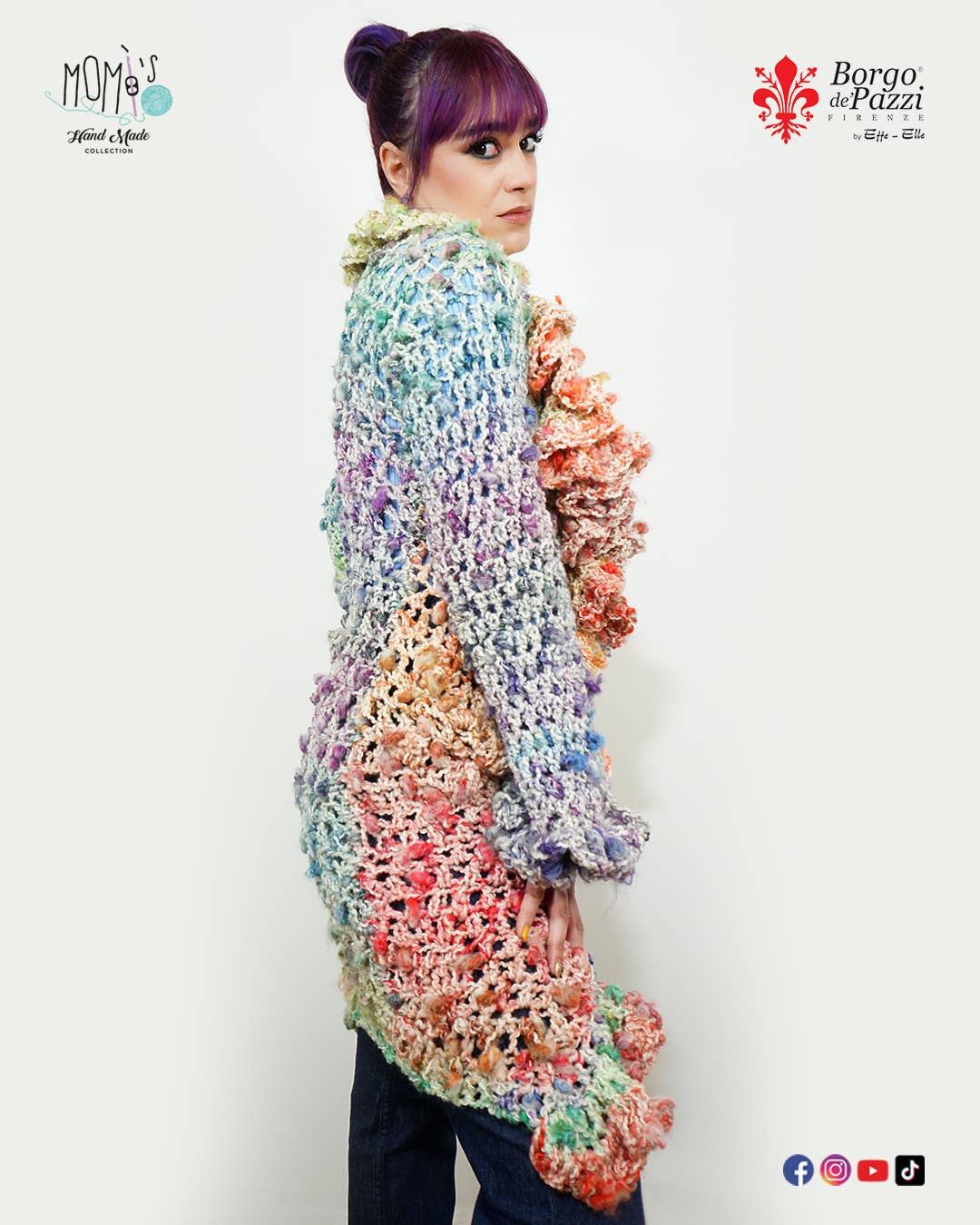 Borgo de' Pazzi - Firenze – Engroshandel Newsboy/schoolboy hat - Dame – Bibi fantasigarn med flammeeffekt og multifarvede knuder20